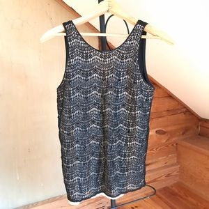 Ann Taylor Black Lace Top EUC